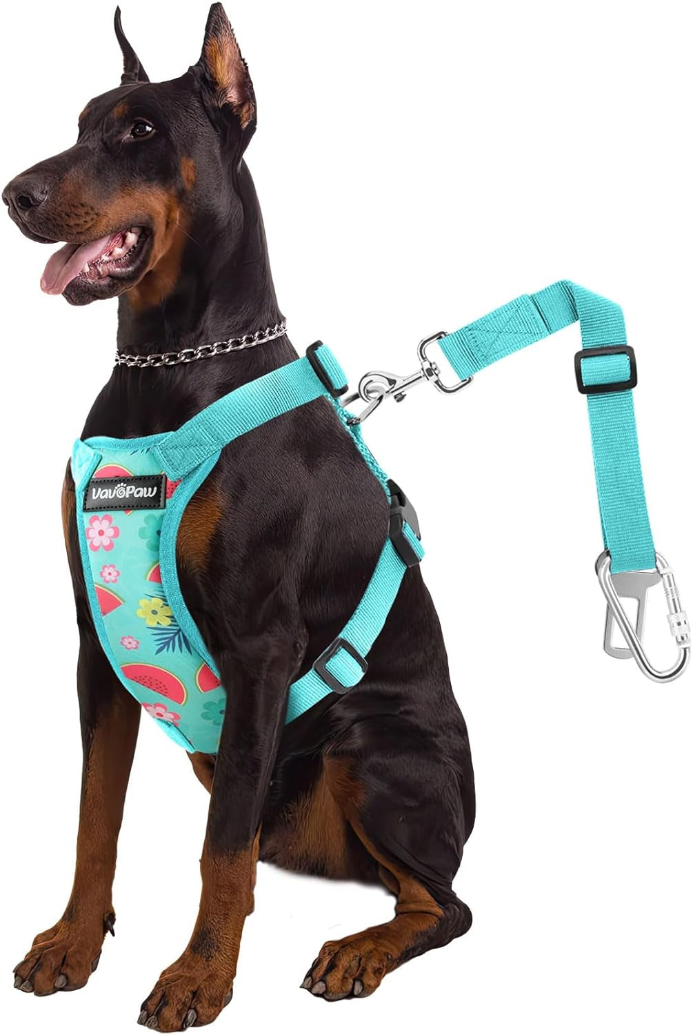 Dog Vehicle Safety Vest Harness - Adjustable Soft Padded Mesh - Modern Car Seat Belt Leash Harness with Travel Strap 