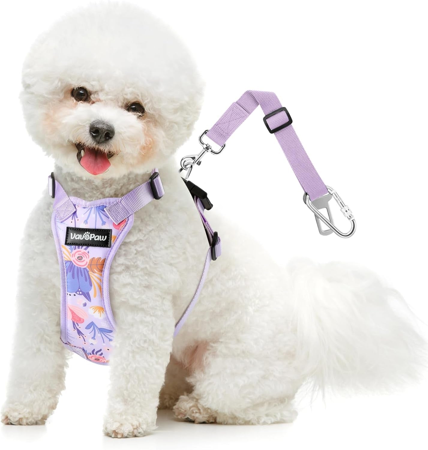 Dog Vehicle Safety Vest Harness - Adjustable Soft Padded Mesh - Modern Car Seat Belt Leash Harness with Travel Strap 