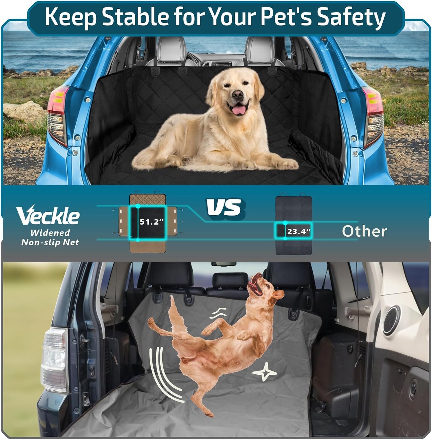 Dog Cargo Cover for SUV - Universal Fit - Modern Water Resistant Nonslip Dog Hammock 