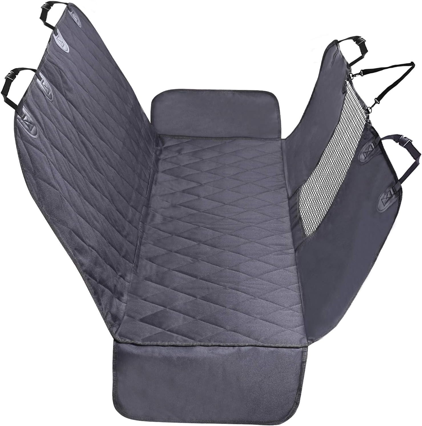 Dog Car Seat Covers - Hammock Seat Cover Mesh Visual Window with Extra Strap & Buckles - Modern Waterproof & Nonslip 