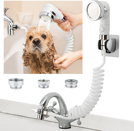 Dog Bathing Hose Shower Set, Attaches to Tub Faucet, for Laundry, Bathroom, and Kitchen, Sink Faucet Sprayer Attachment