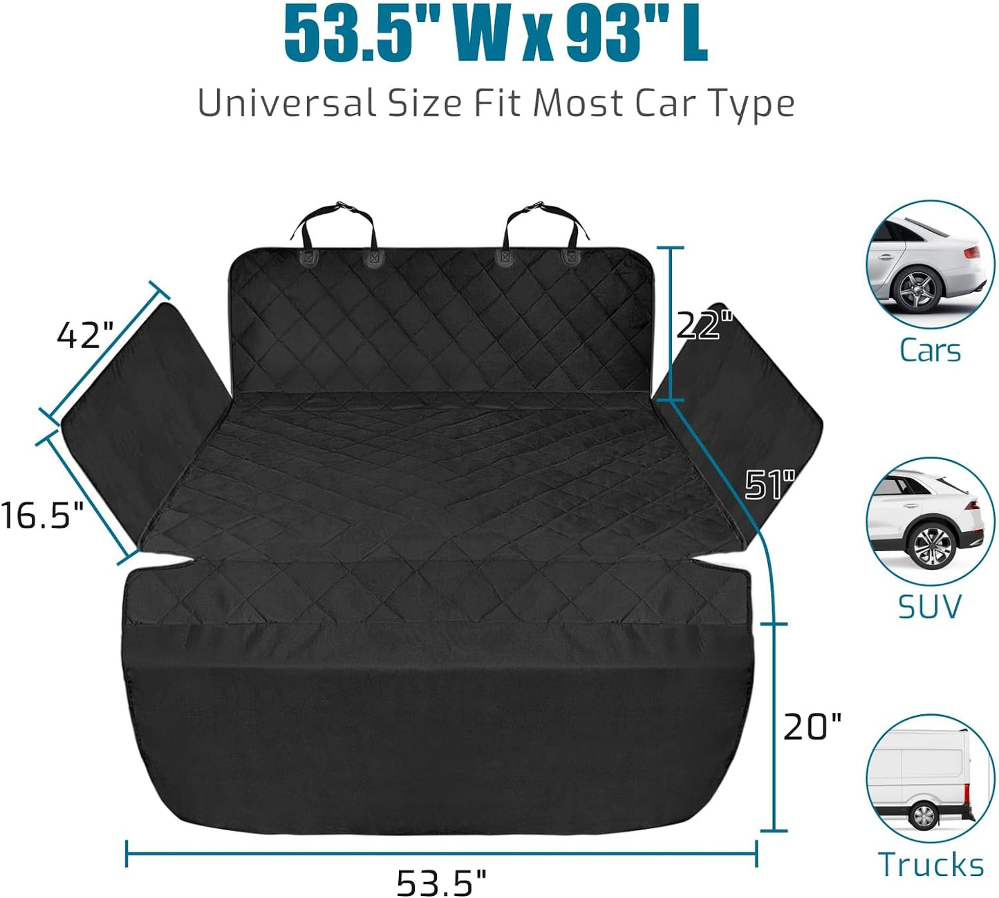 Dog Cargo Cover for SUV - Universal Fit - Modern Water Resistant Nonslip Dog Hammock 