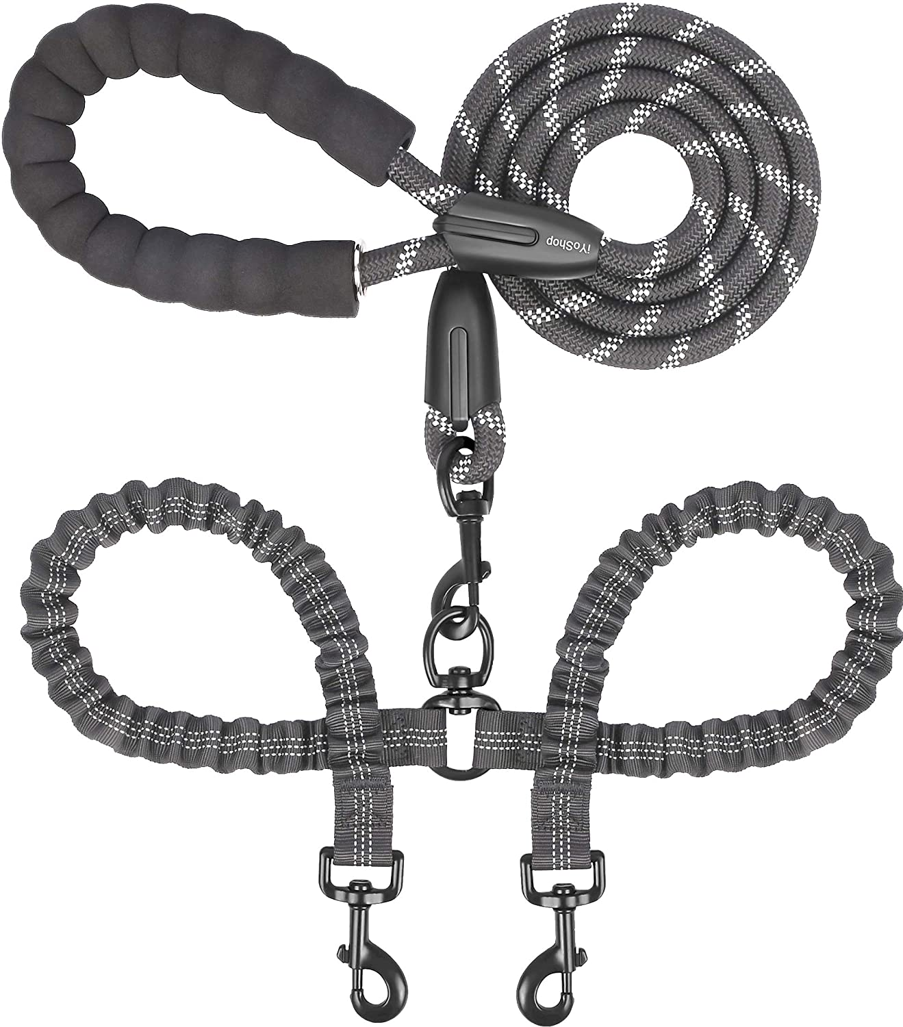 Dual Dog Leash - 360 Swivel - Modern Shock Absorbing Dog Leash