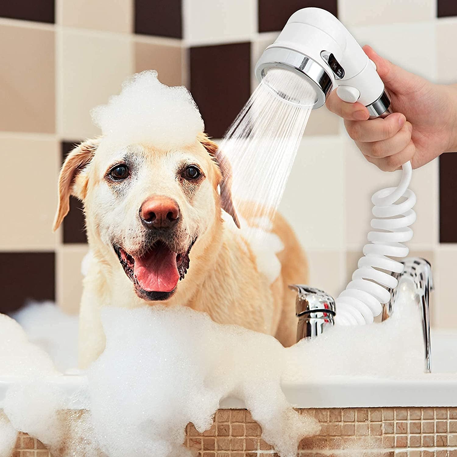 Dog Bathing Hose Shower Set, Attaches to Tub Faucet, for Laundry, Bathroom, and Kitchen, Sink Faucet Sprayer Attachment