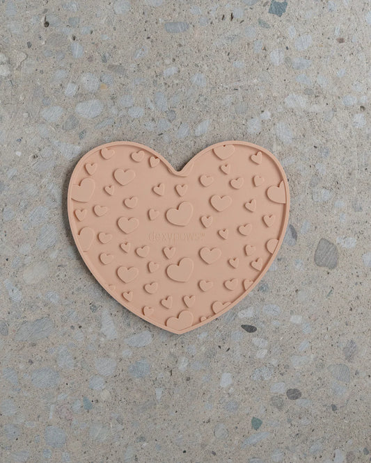 Heart Shaped Enrichment Lick Mat in Blush Pink for Dogs