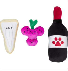 Pawrcuterie Board - Wine Cheese & Grape Plush Dog Toys