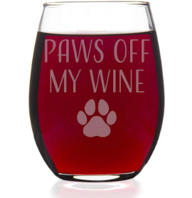 Paws off My Wine Dog Mom Stemless Wine Glass