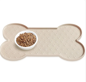 Modern Beige Small-Medium Dog Food Mat