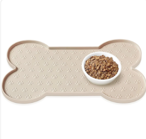 Modern Beige Small-Medium Dog Food Mat