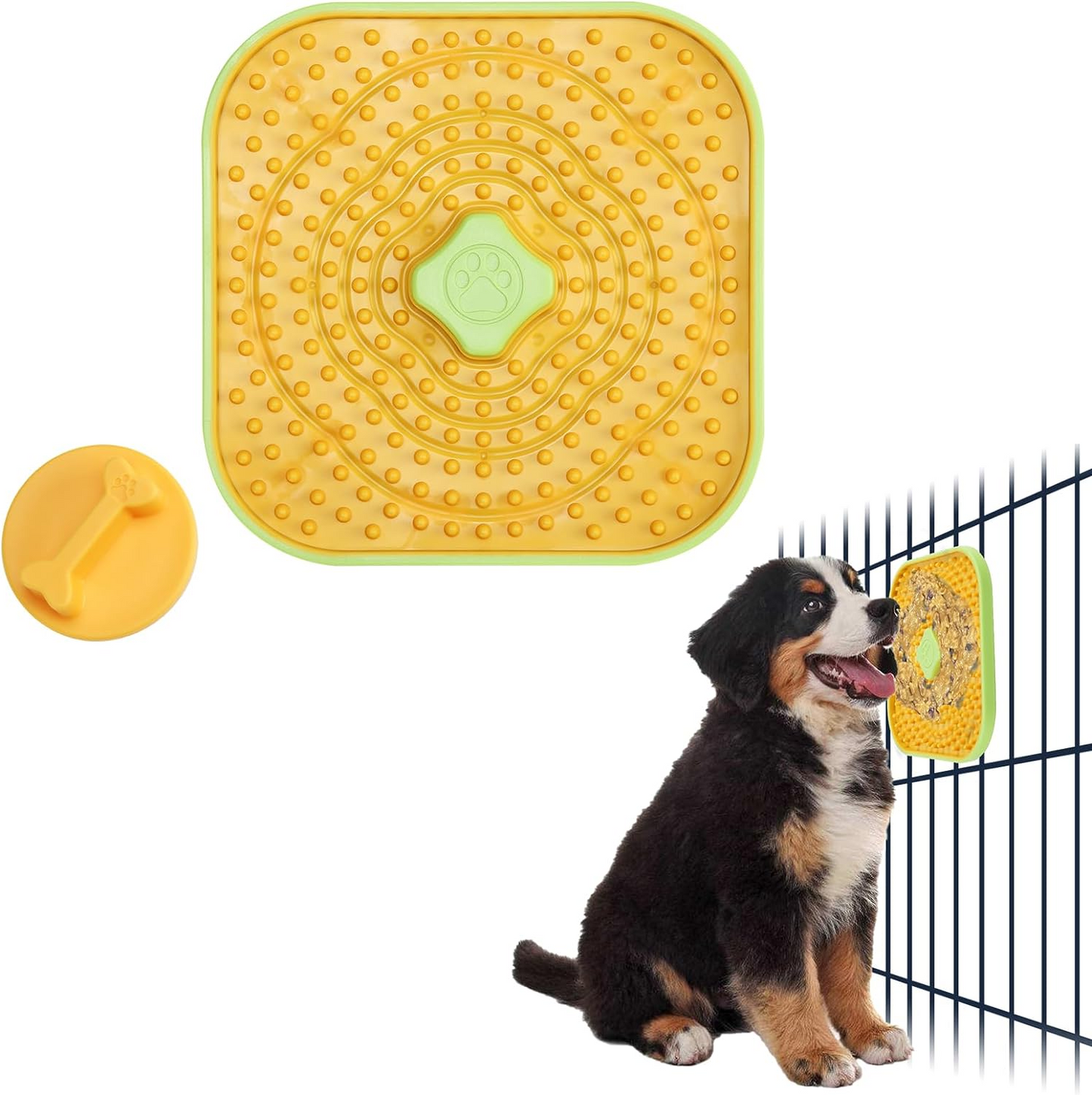 Lick Mat for Dogs Cats, Cat Dog Crate Lick Mat Slow Feeder for Wet Food, Peanut Butter Lick Pad, Soothing Calming Licking Square Mat for Kennel Crate Training Grooming -Orange