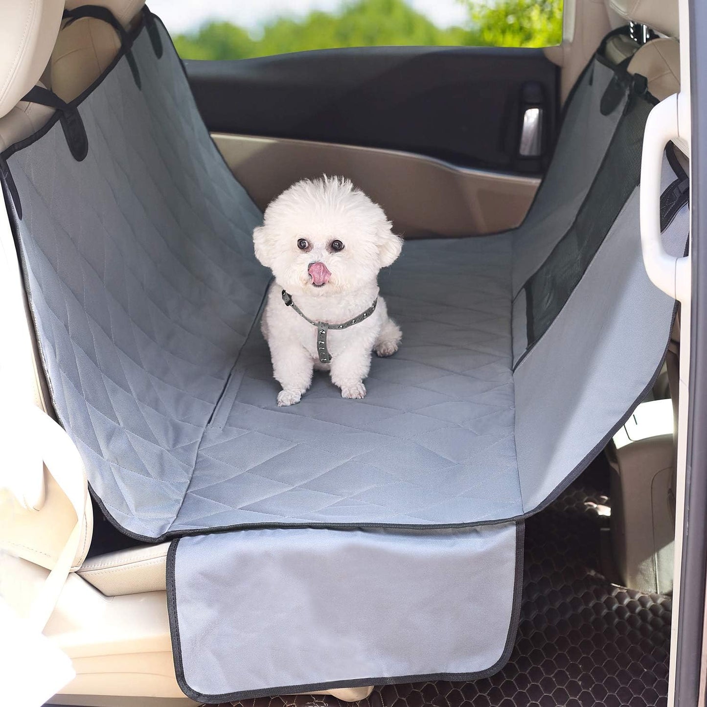 Dog Car Seat Covers - Hammock Seat Cover Mesh Visual Window with Extra Strap & Buckles - Modern Waterproof & Nonslip 