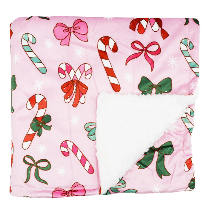 Candy Cane Coquette - Modern Dog Christmas Blanket