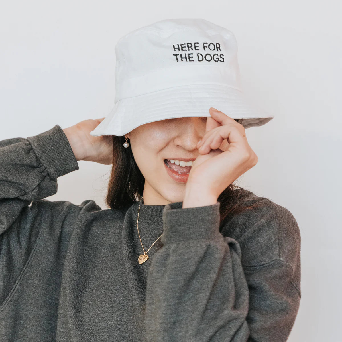 Here For The Dogs - Modern Dog Mom Bucket Hat