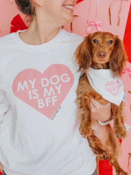 Dog Mom Crewneck Sweatshirt - My Dog is my BFF (PINK)