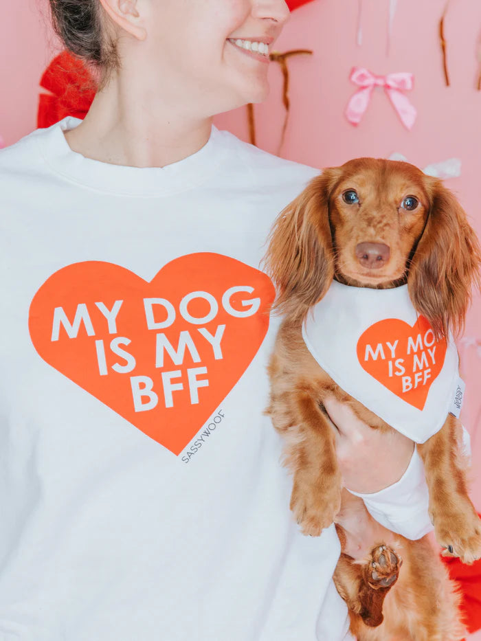 Dog Mom Crewneck Sweatshirt - My Dog is my BFF (RED)