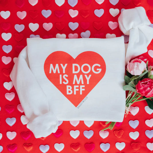 Dog Mom Crewneck Sweatshirt - My Dog is my BFF (RED)