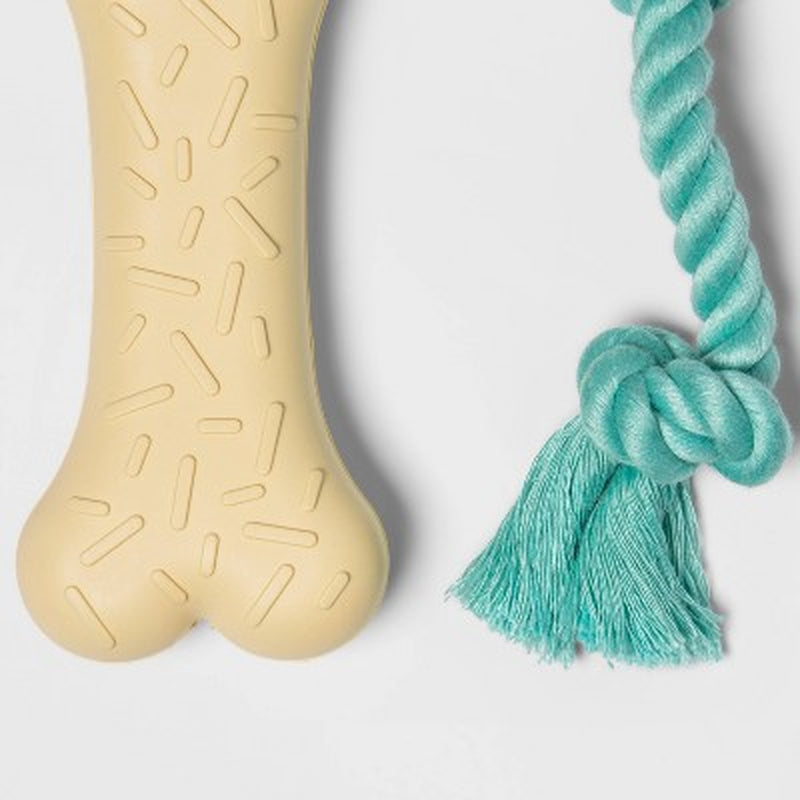 Dog Bundle Modern Rubber Bone & Rope Dog Toy - 2Pk ™