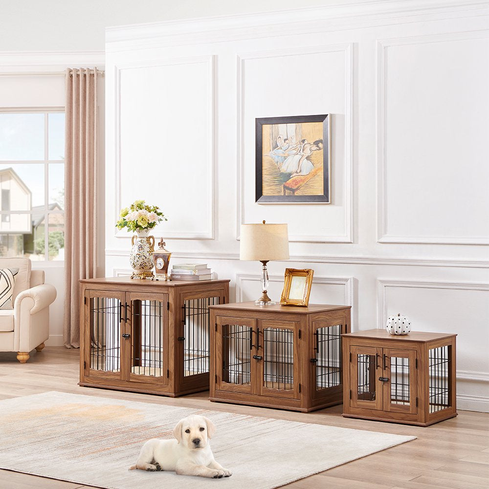 Double Doors Wooden Small Dog Crate