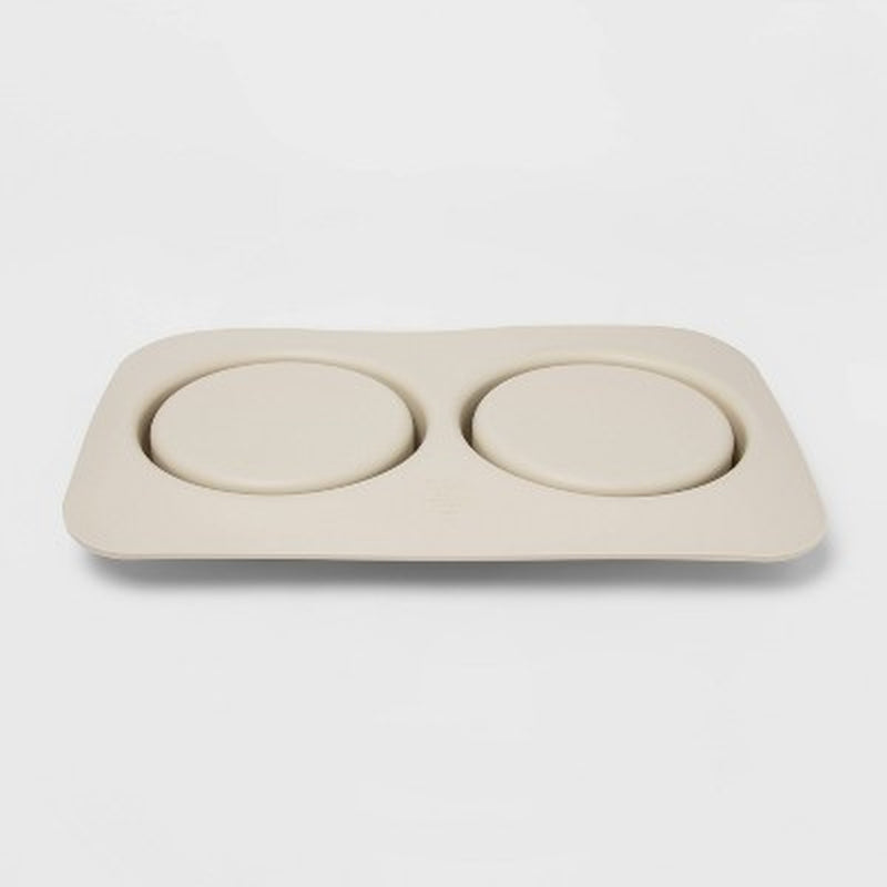 Modern Silicone Dog Mat + Stainless Steel Double Diner - 3.5 Cups ™