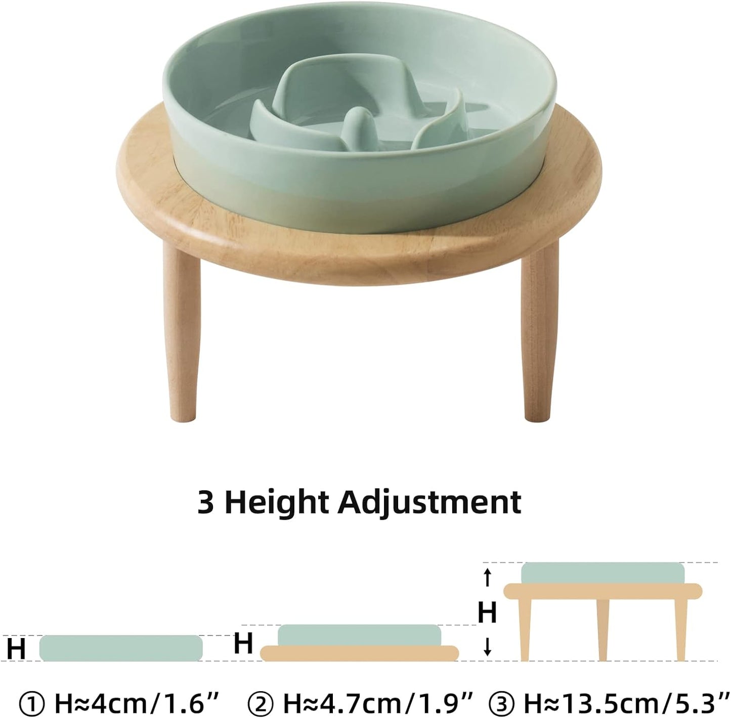 Ceramic Slow Dog Feeder Bowl with Stand