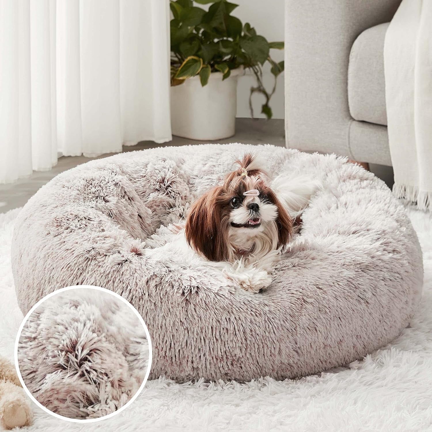 Modern Boho Dog Calming Bed for Small Dogs