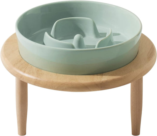 Ceramic Slow Dog Feeder Bowl with Stand