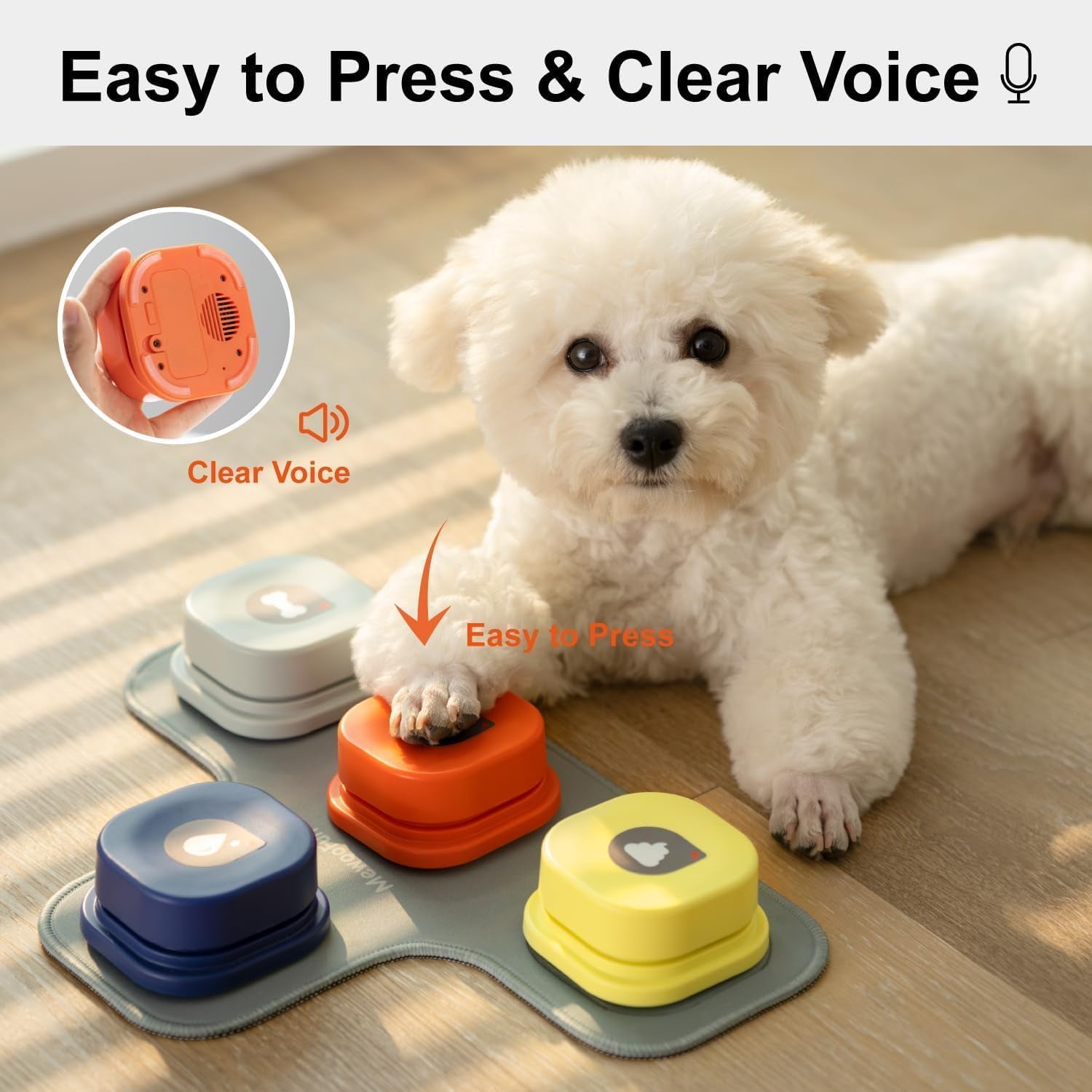 Recordable Dog Talking Buttons Set - (4 Packs-Rubber Mat)