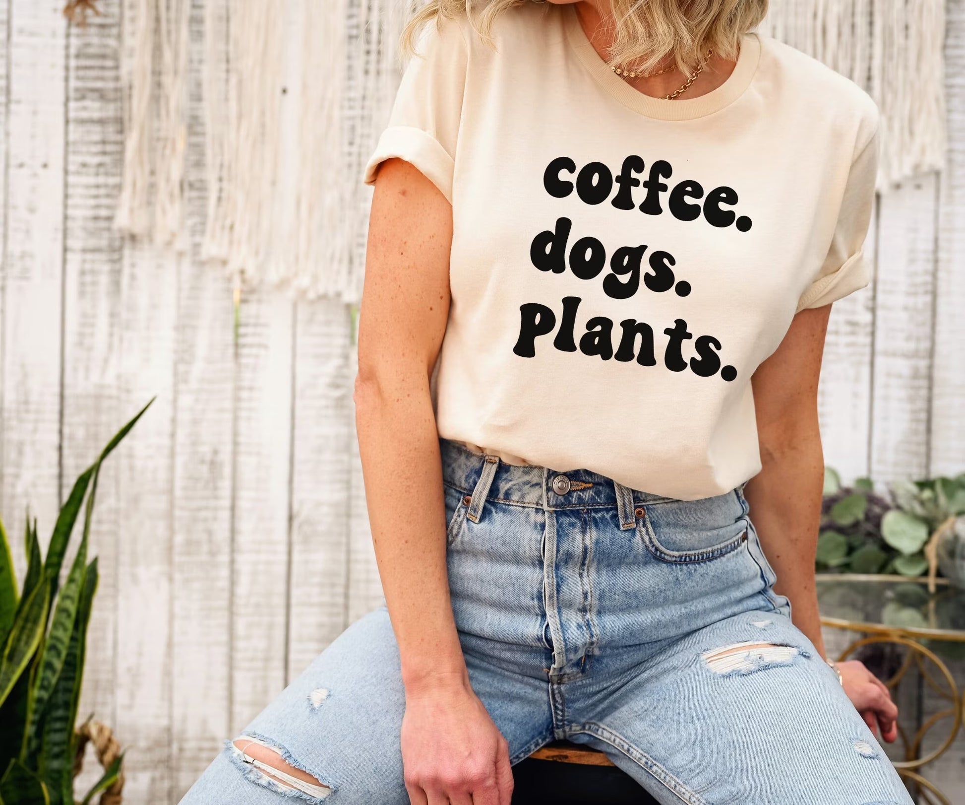 Coffee Dogs and Plants Shirt, Dog Lover Gift, Plant Lover Gift, Dog Mom Shirt, Plant Lover Tshirt, Plant Lady, House Plant Tee, Coffee Lover