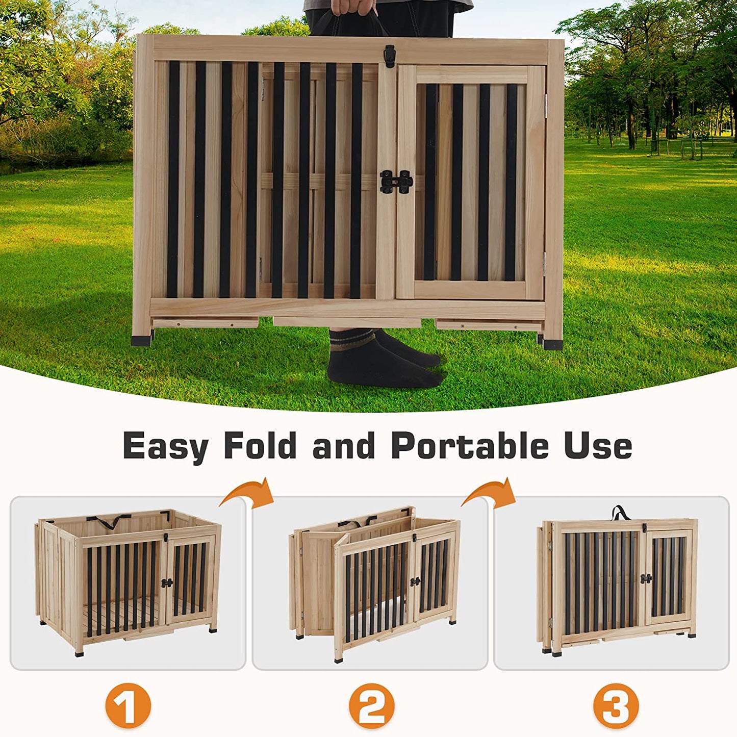 Wooden Dog Kennel With End Table