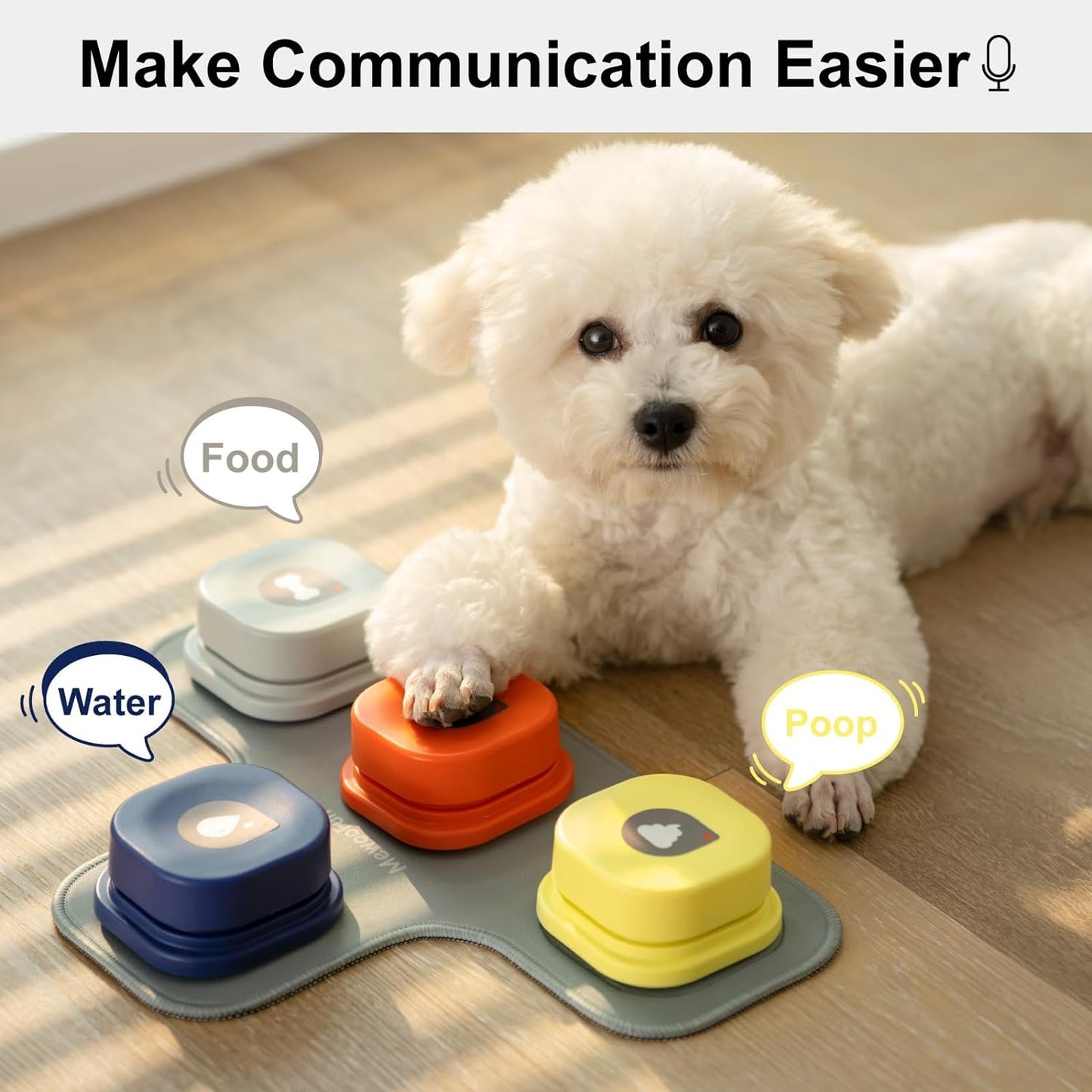 Recordable Dog Talking Buttons Set - (4 Packs-Rubber Mat)