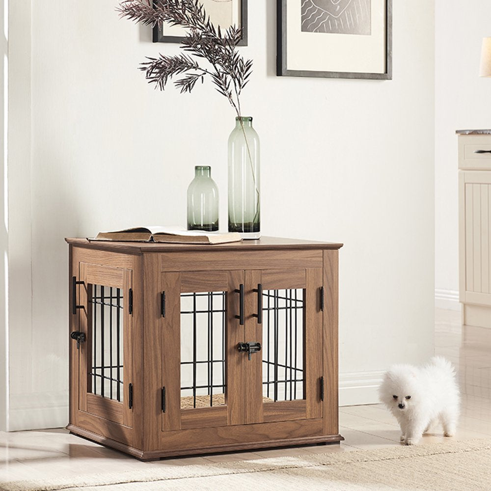 Double Doors Wooden Small Dog Crate