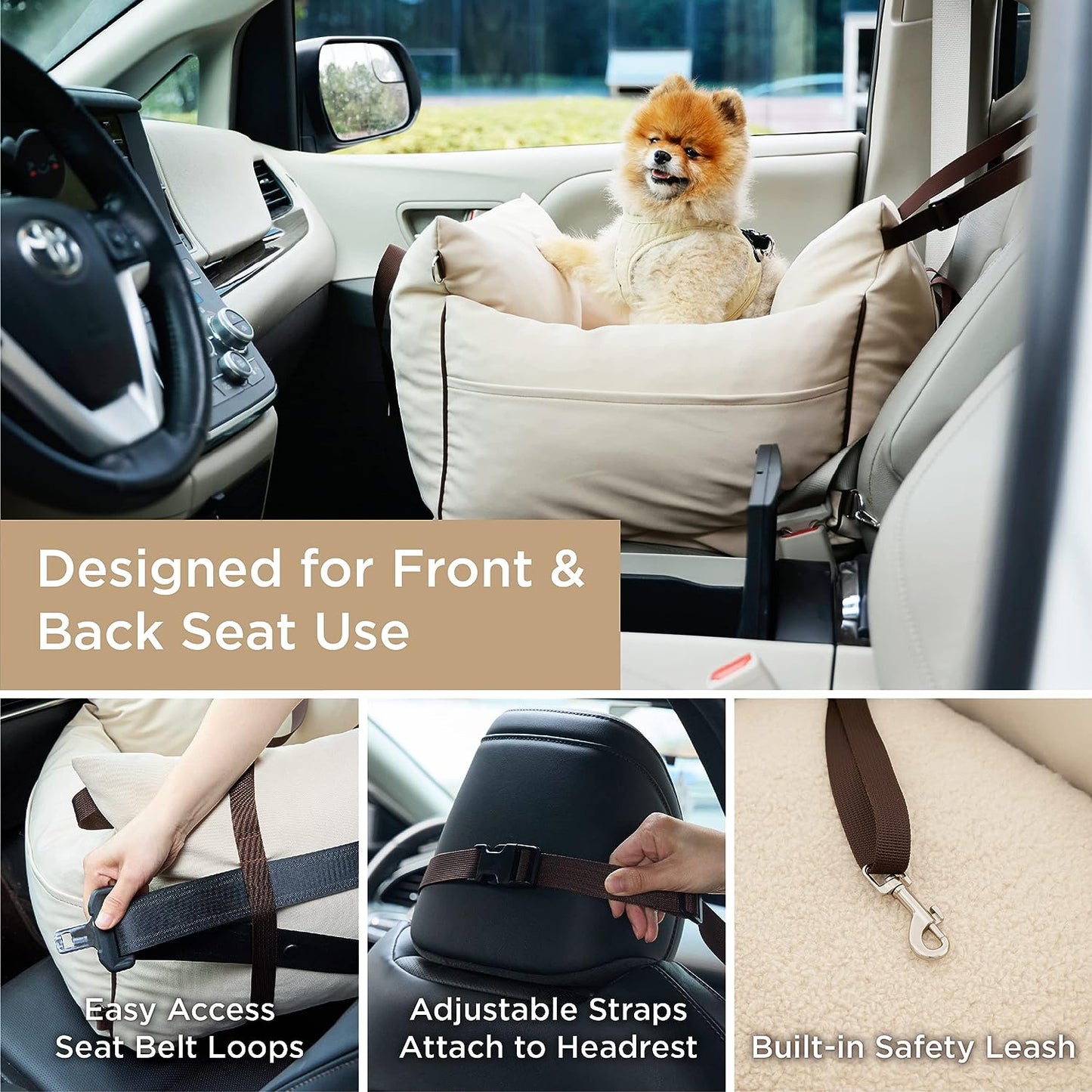 Modern Car Seat for Small Dogs - Beige