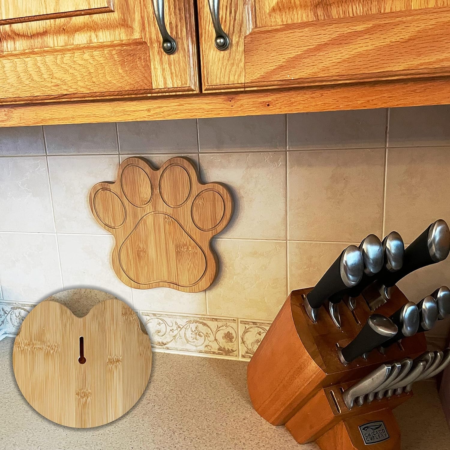 Paw Shaped Natural Bamboo Charcuterie Board 