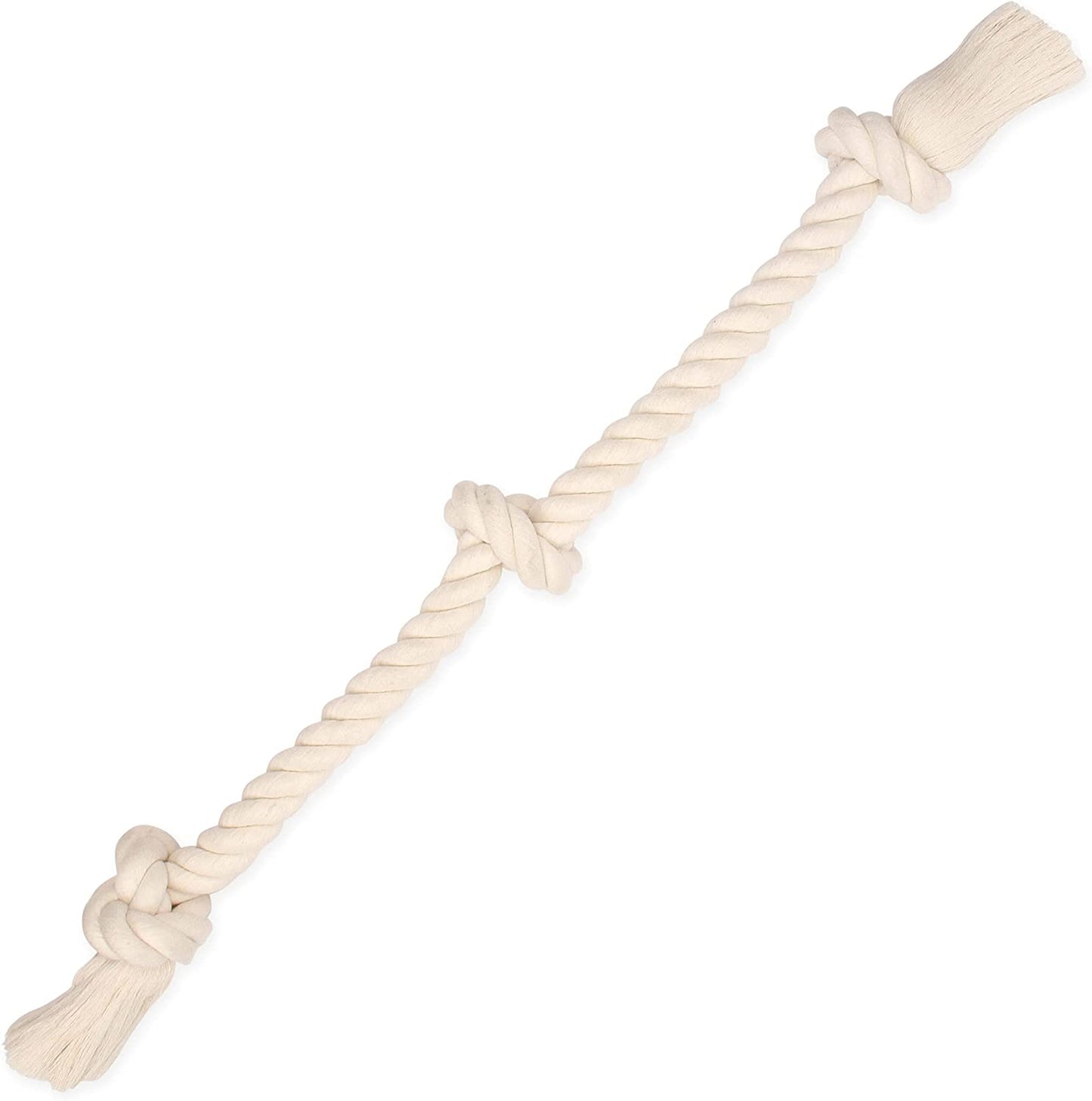 Boho Premium White Knot Dog Rope Toy - 100% Natural Cotton - Large 36"