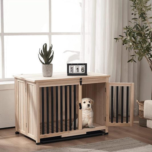 Wooden Dog Kennel With End Table