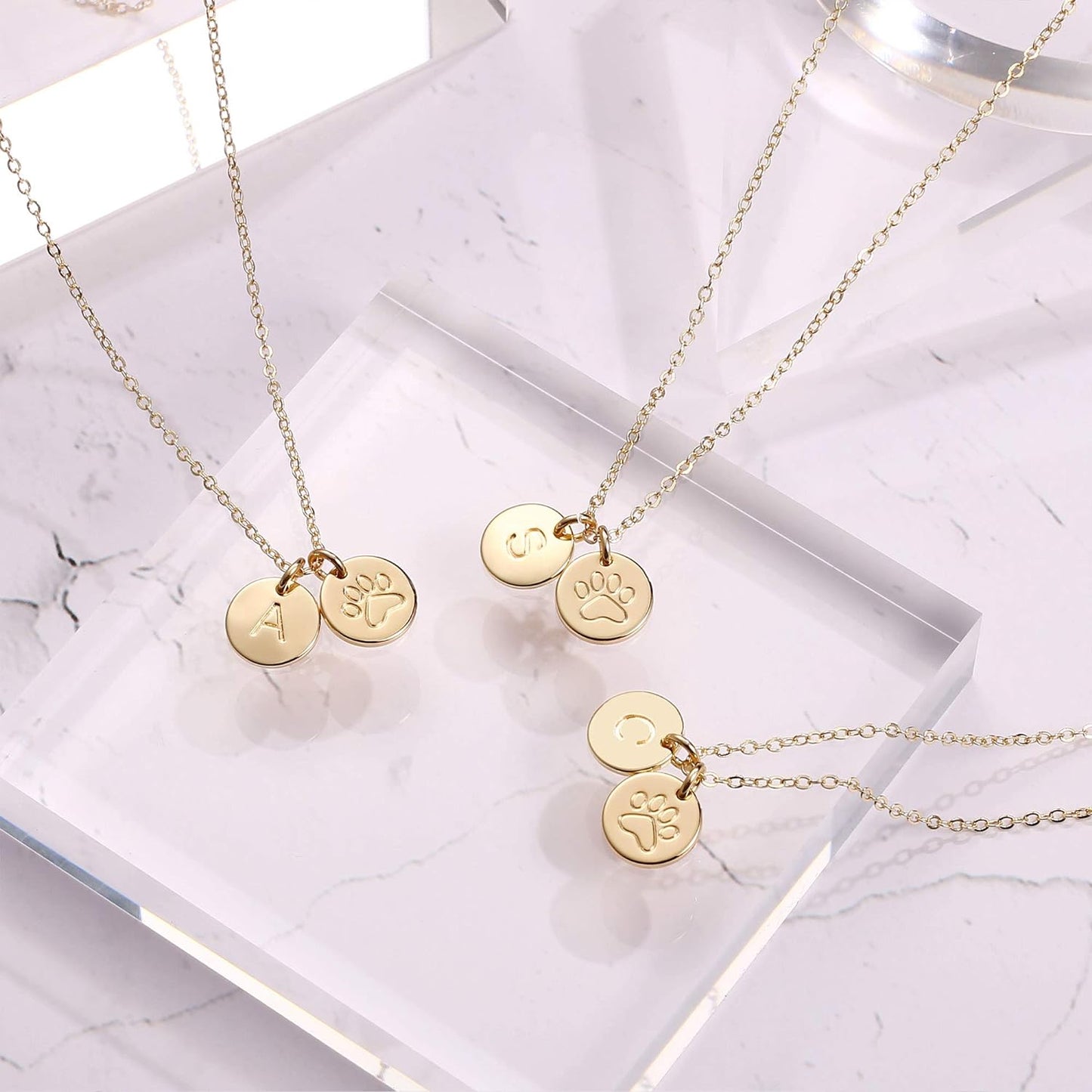 Dog Mom Gifts for Women Necklace, 14K Gold Filled Dog Mom Gifts Letter Initial Necklace Women Girls Alphabet Disc Puppy Paw Print Necklace Pet Dog Lovers Gifts for Dog Mom