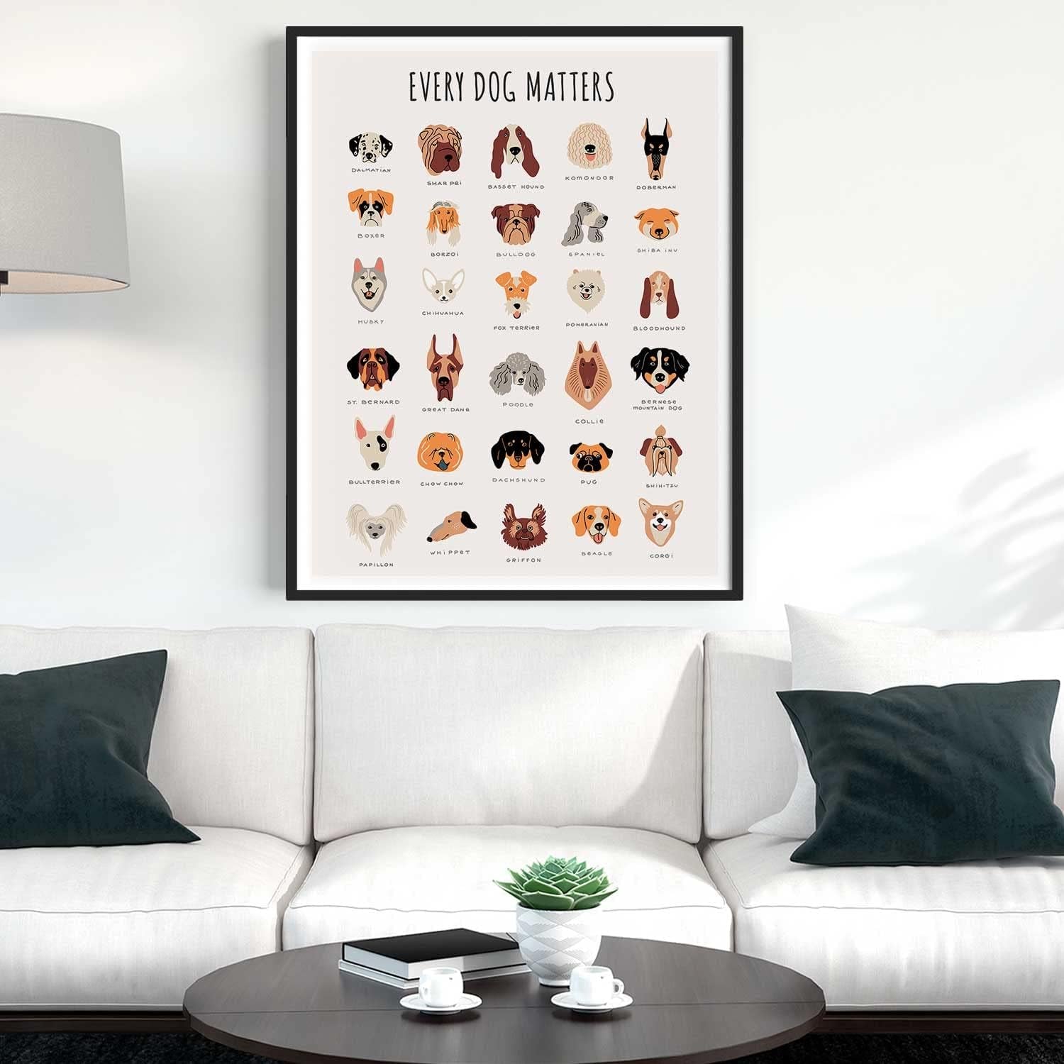 Modern Vintage Dog Breed Wall Art - Unframed11X14