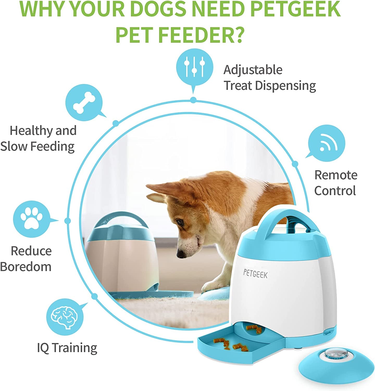 Treat Dispenser Dog Toys, Automatic Pet Feeder 