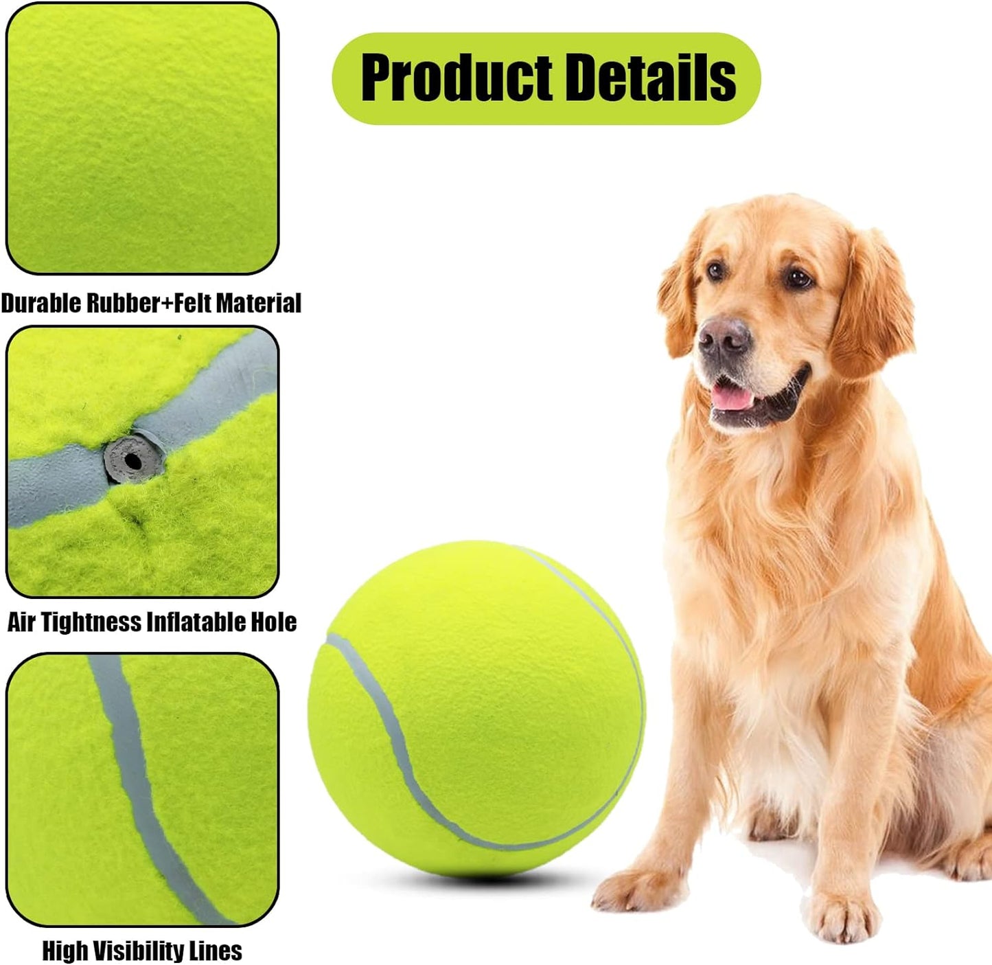 Oversize Giant Tennis Ball For Dogs - 9.5" 