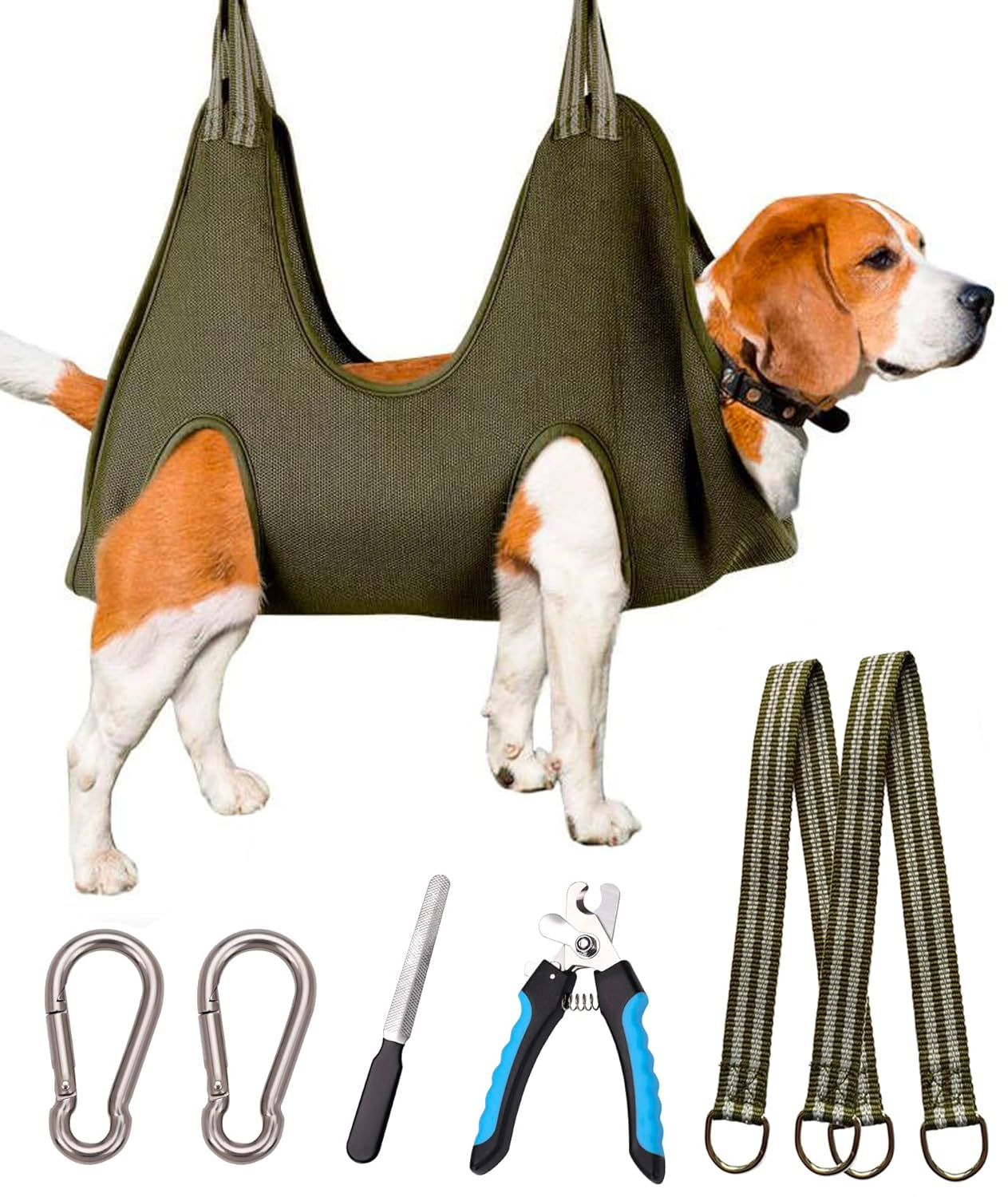 10 in 1 Pet Grooming Hammock Harness with Nail Clippers/Trimmer, Nail File, Comb,Dog Nail Hammock, Dog Grooming Sling for Nail Trimming/Clipping (Xxs/Under 10Lb, Pink Orange)