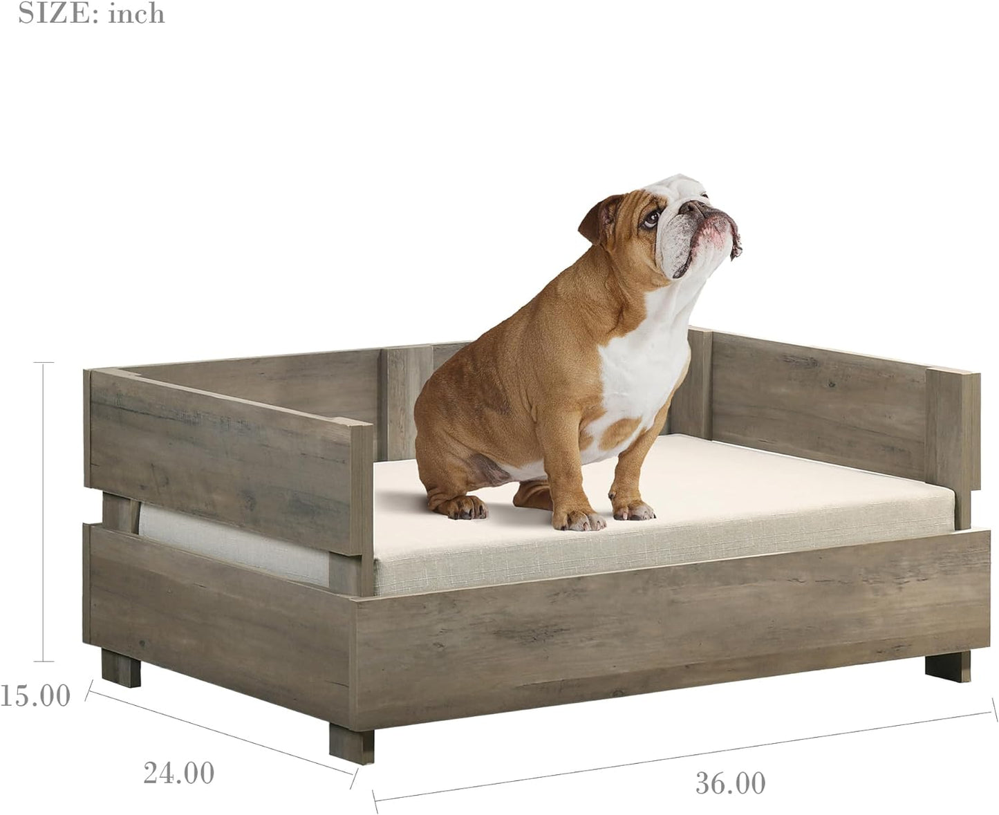 Modern Wood Dog Bed Frame with Cushion