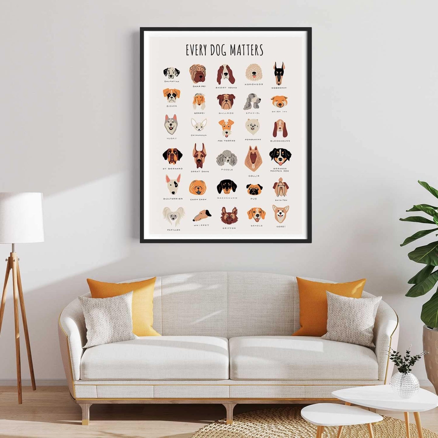 Modern Vintage Dog Breed Wall Art - Unframed11X14