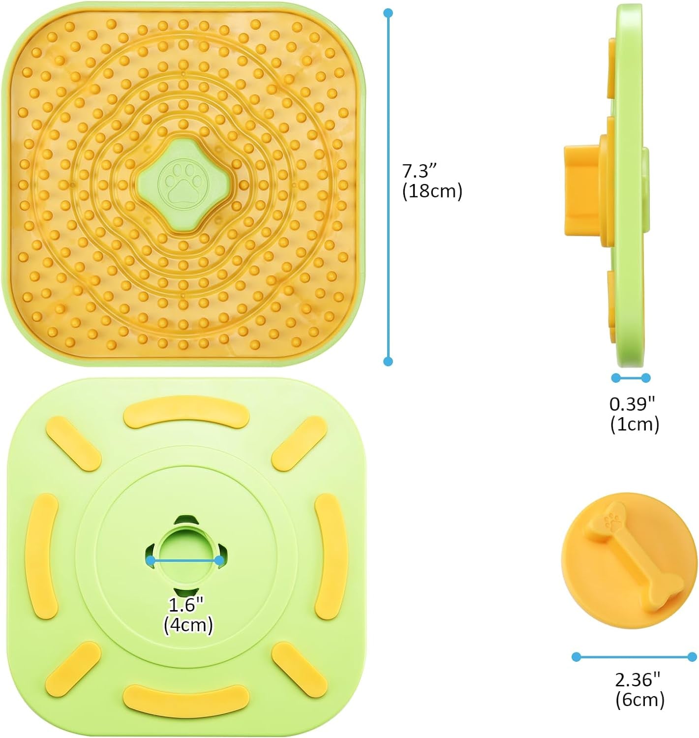 Lick Mat for Dogs Cats, Cat Dog Crate Lick Mat Slow Feeder for Wet Food, Peanut Butter Lick Pad, Soothing Calming Licking Square Mat for Kennel Crate Training Grooming -Orange