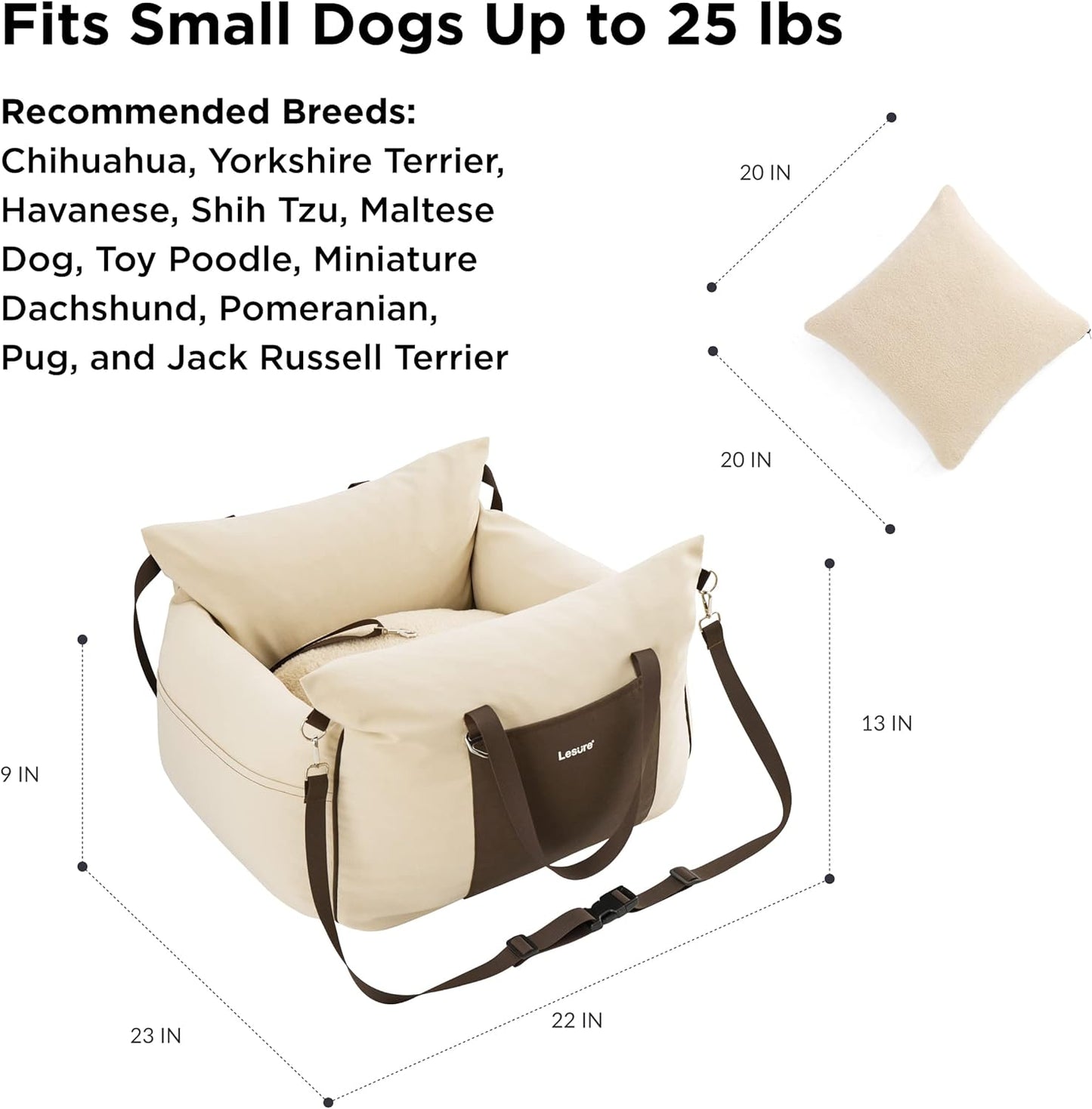 Modern Car Seat for Small Dogs - Beige