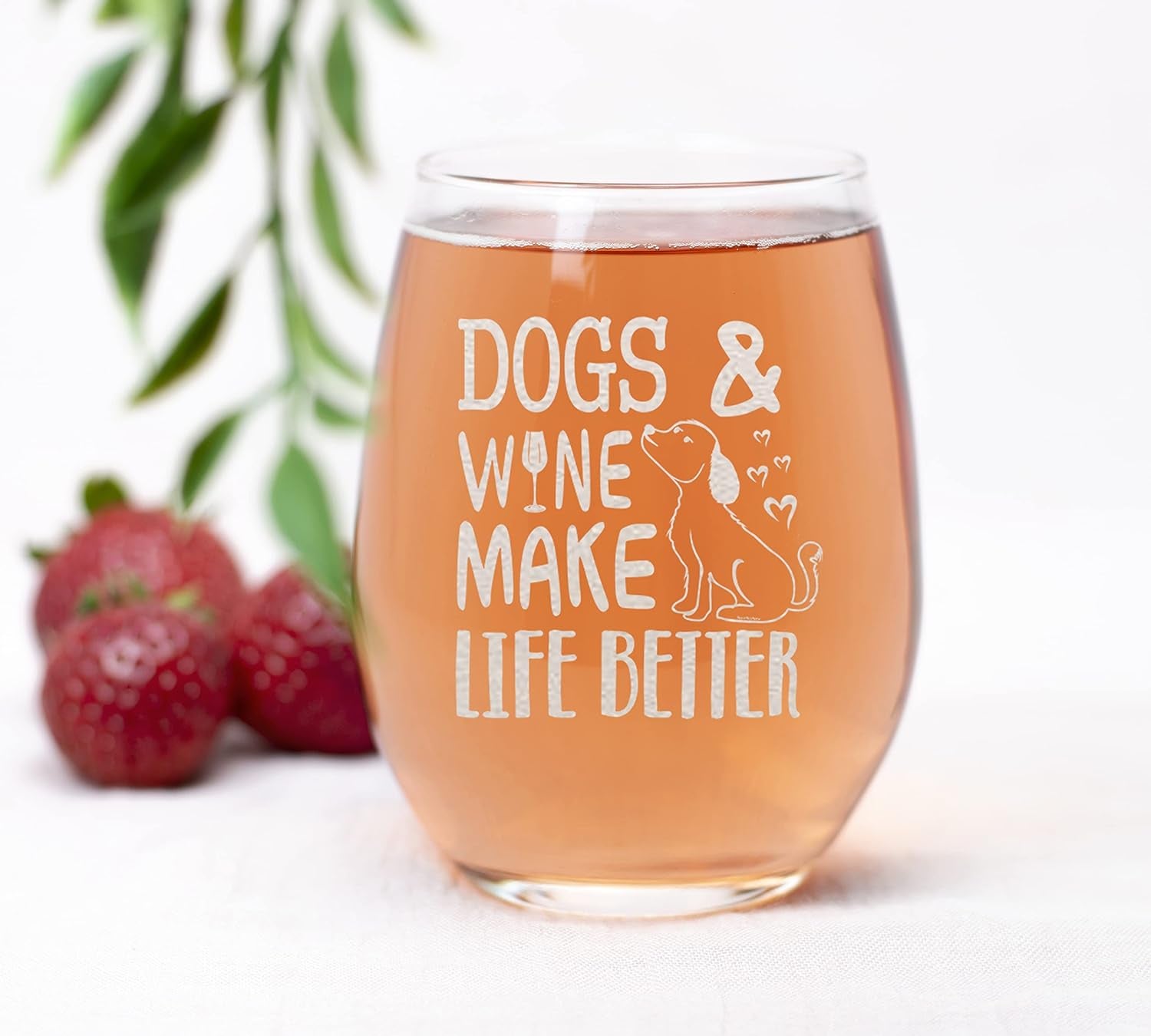 Dogs & Wine Make Life Better Stemless Wine Glass 