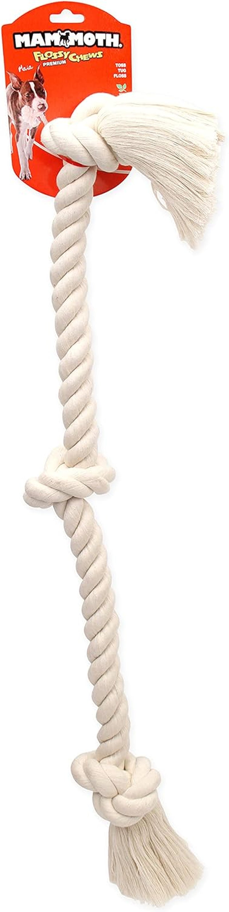 Boho Premium White Knot Dog Rope Toy - 100% Natural Cotton - Large 36"