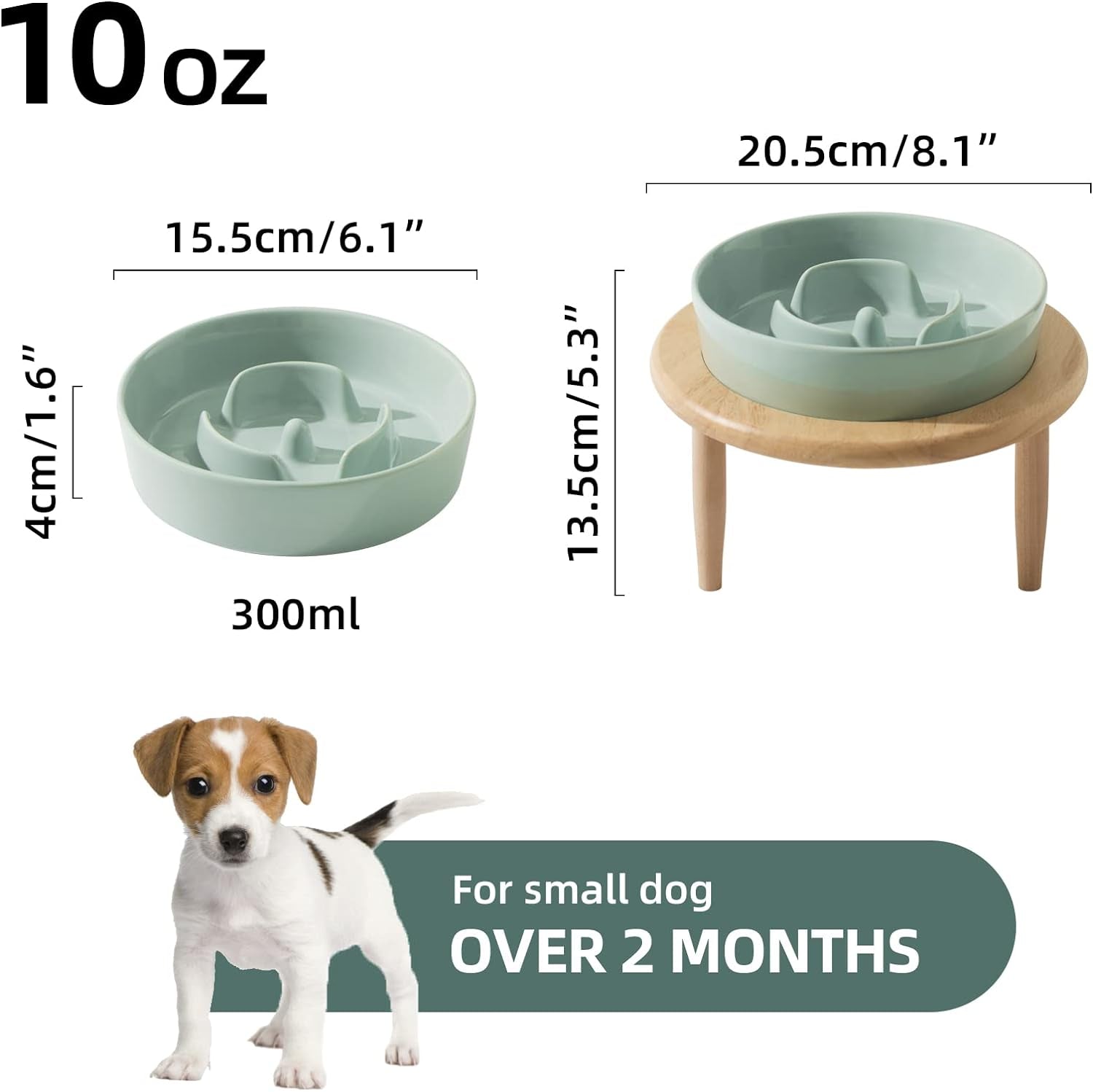 Ceramic Slow Dog Feeder Bowl with Stand