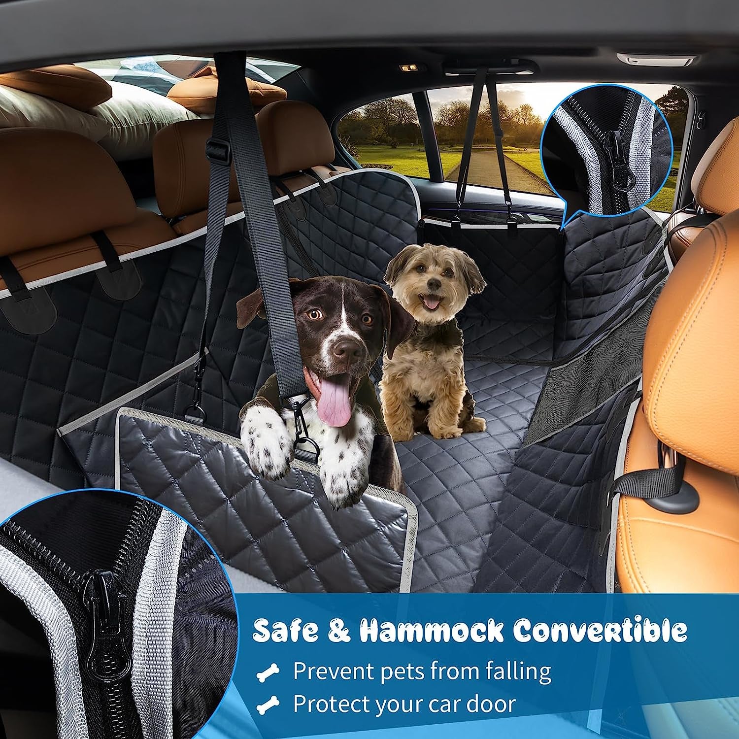 6-In-1 Dog Car Seat Cover for Back Seat