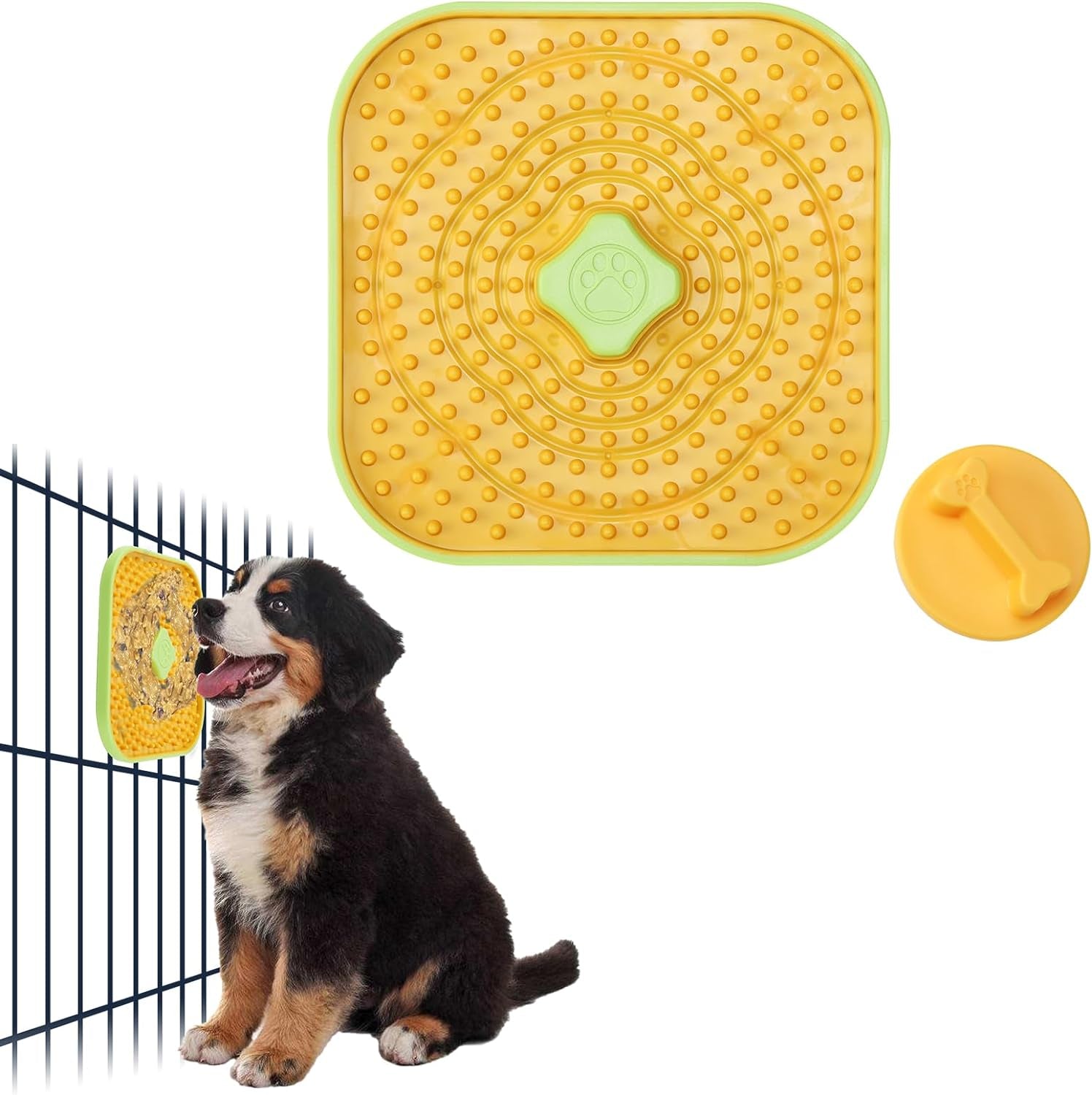 Lick Mat for Dogs Cats, Cat Dog Crate Lick Mat Slow Feeder for Wet Food, Peanut Butter Lick Pad, Soothing Calming Licking Square Mat for Kennel Crate Training Grooming -Orange