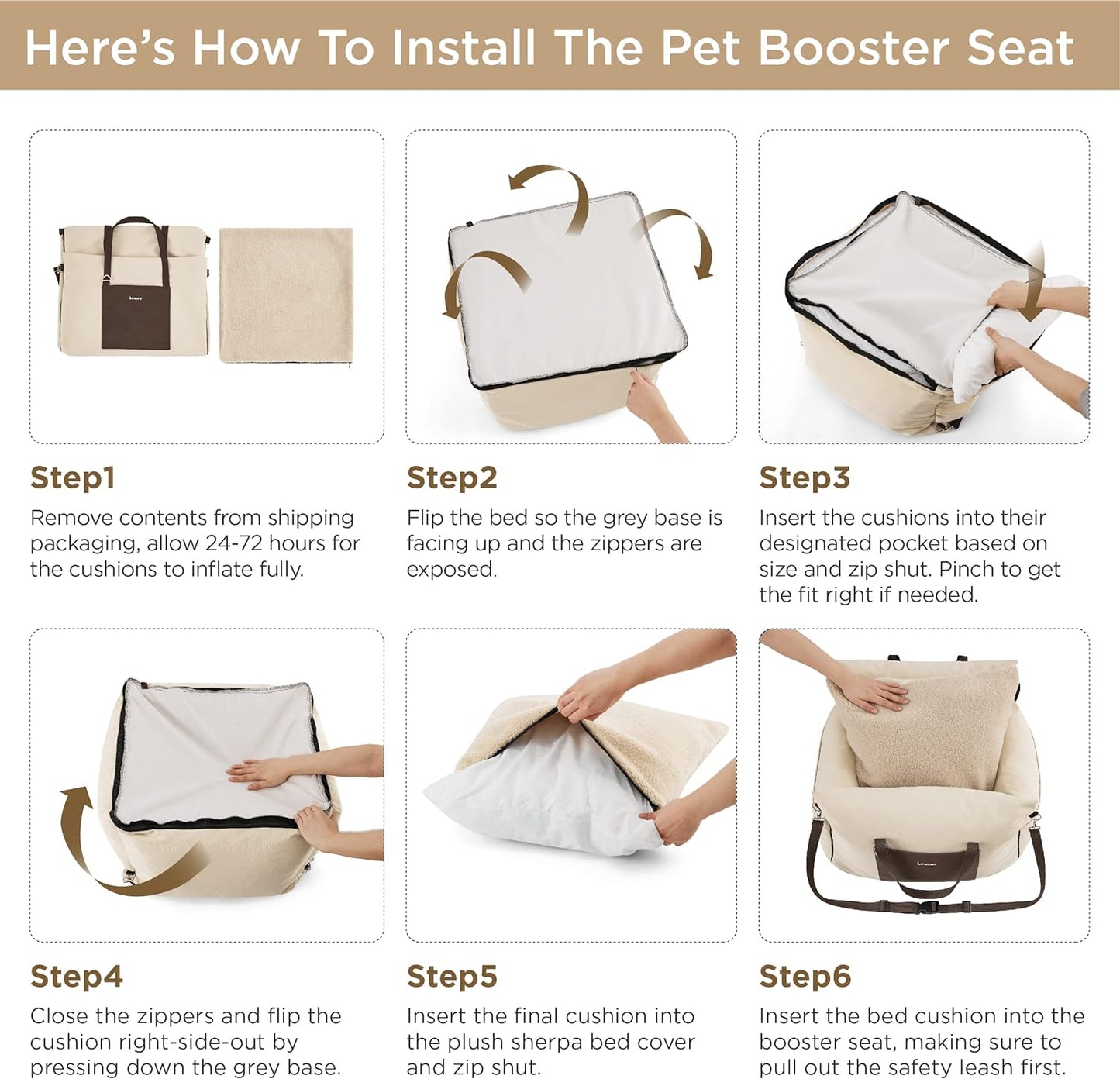 Modern Car Seat for Small Dogs - Beige